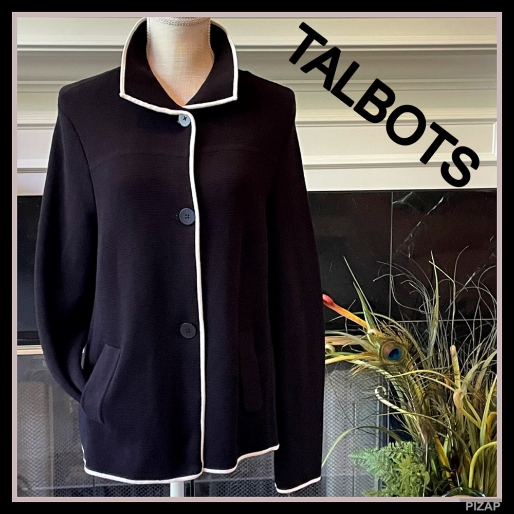 TALBOTS KNIT BUTTON-DOWN SWEATER JACKET